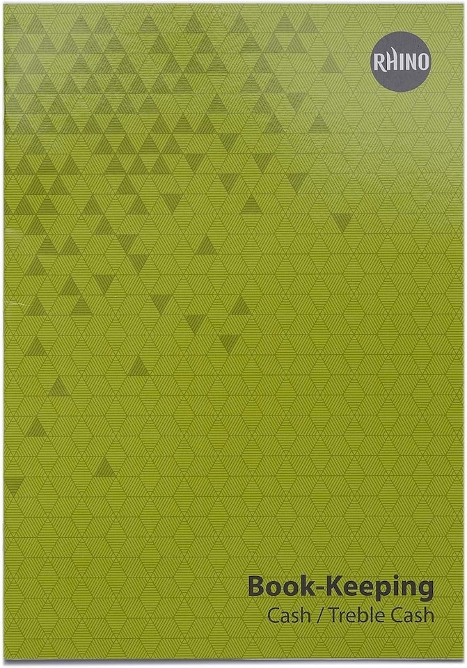 image 1 of Rhino 32 Page Cash Ruling Bookkeeping Treble Ledger Book Green A4