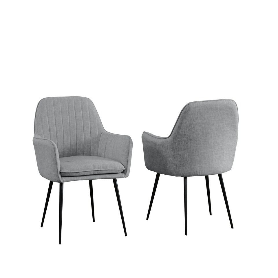 image 1 of Set of 2 Carrara Fabric Dining Chairs - Light Grey