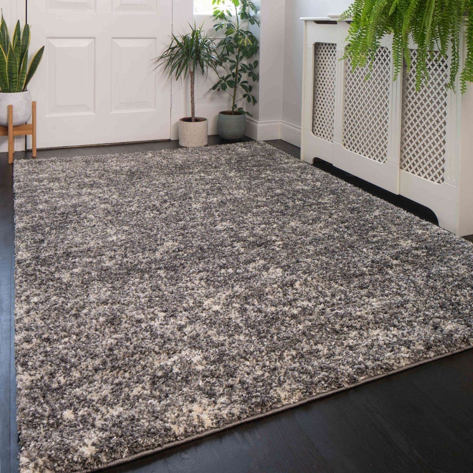 image 1 of KUKOON Silver Grey Mottled Shaggy Rug 160cm x 230cm