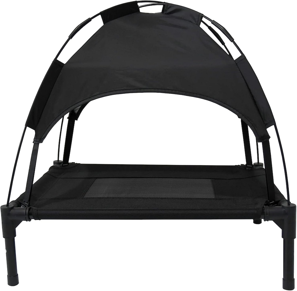 image 1 of Actiaspet Elevated Dog Bed with Canopy Raised Pet Cot (Black, Small)
