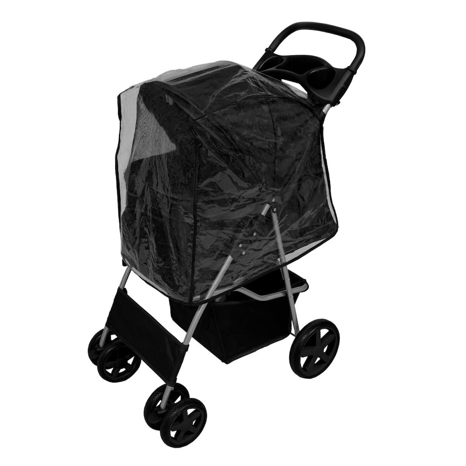 image 1 of Pet Stroller with Rain Cover – Black | Multi | One Size