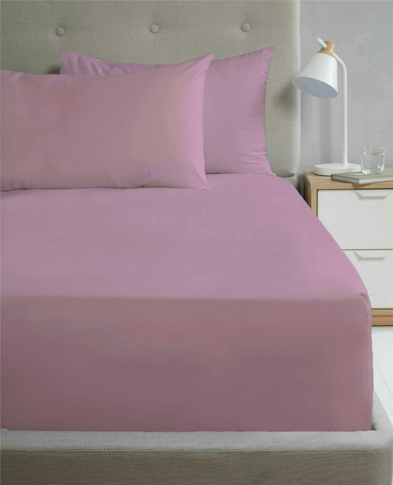 image 1 of Percale Extra Deep 16" Fitted Sheet - Lilac - Double | Purple | Double