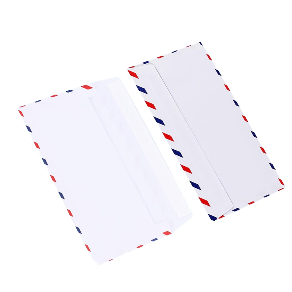 image 1 of Pack of 25 Red and Blue Strip Self-Adhesive Air Mailing Envelopes 11 x 22cm