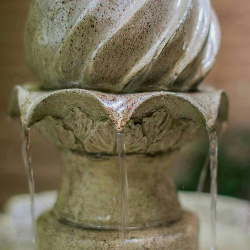 image 1 of Primrose Solar Powered Antique Imperial Round Tiered Water Feature LEDs 112cm