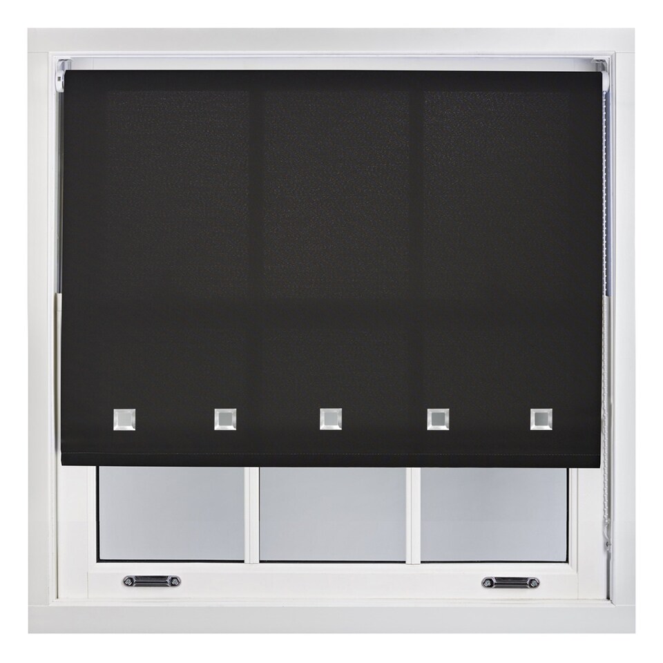 image 1 of FURNISHED Roller Blinds Daylight Square Eyelet Light Filtering Easy Fit Trimmable Window Shade | Black | Black