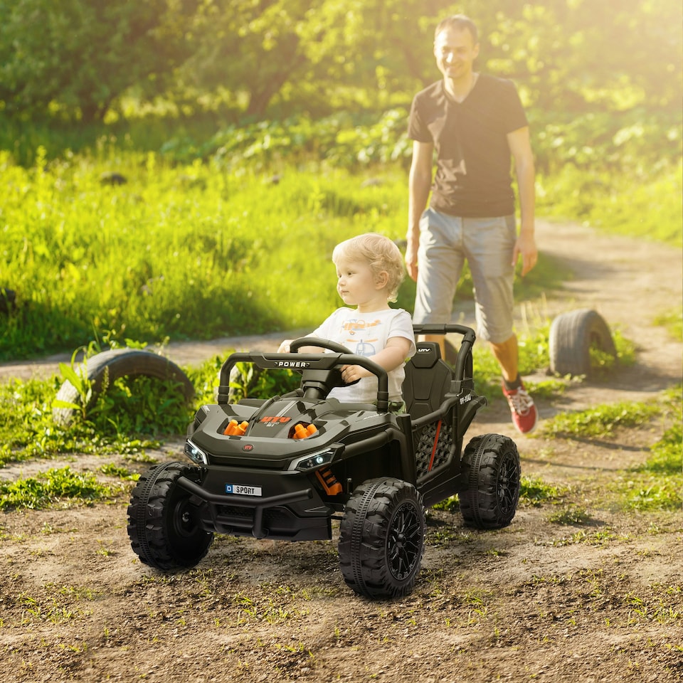 image 1 of AIYAPLAY Kids Ride on Car, 12V Electric Truck w/ Horn, Lights, USB, Black