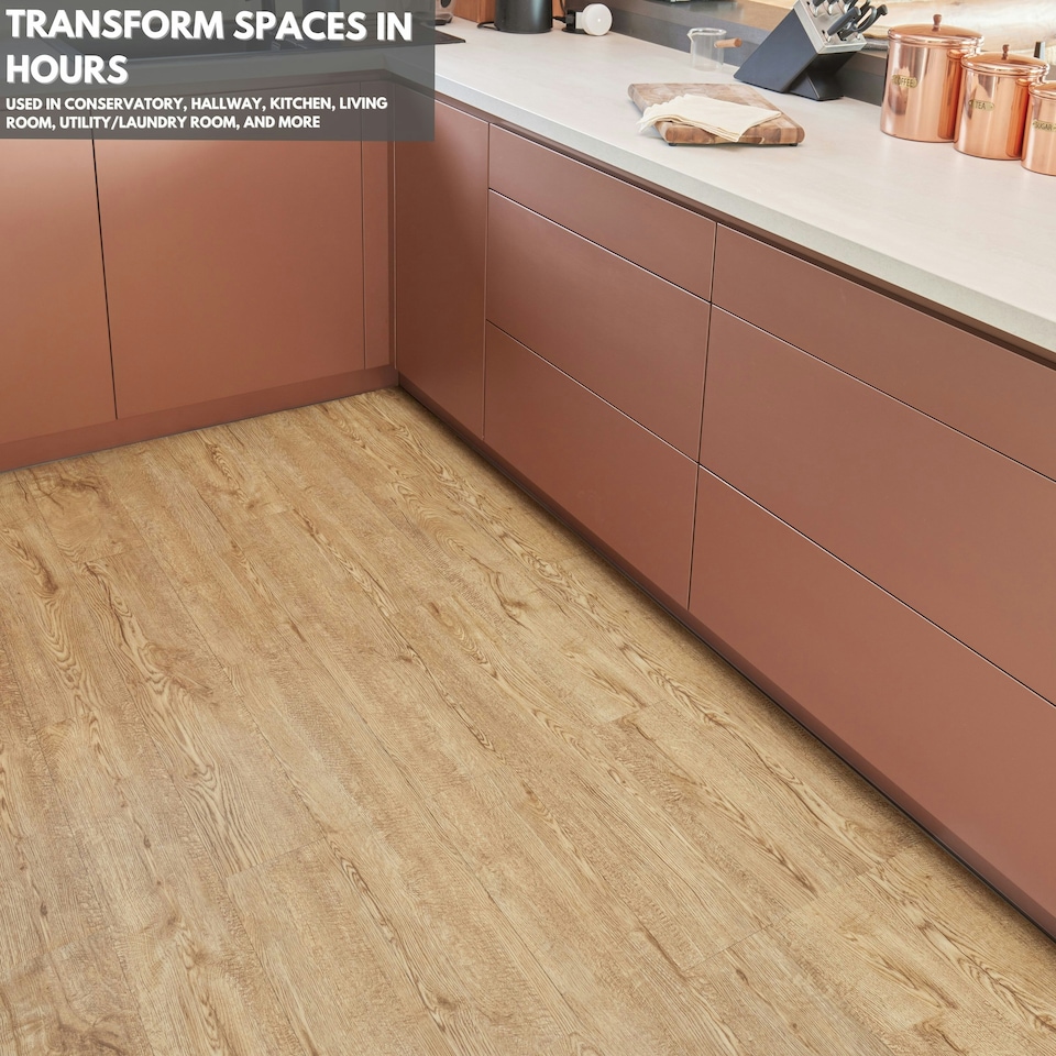 image 1 of NOVECRAFTO Self Adhesive Vinyl Floor Planks – Peel & Stick Flooring – Honey Oak Timber Touch Effect – Easy DIY Installation – Durable & Waterproof Tiles Brown | 1.39 sqm