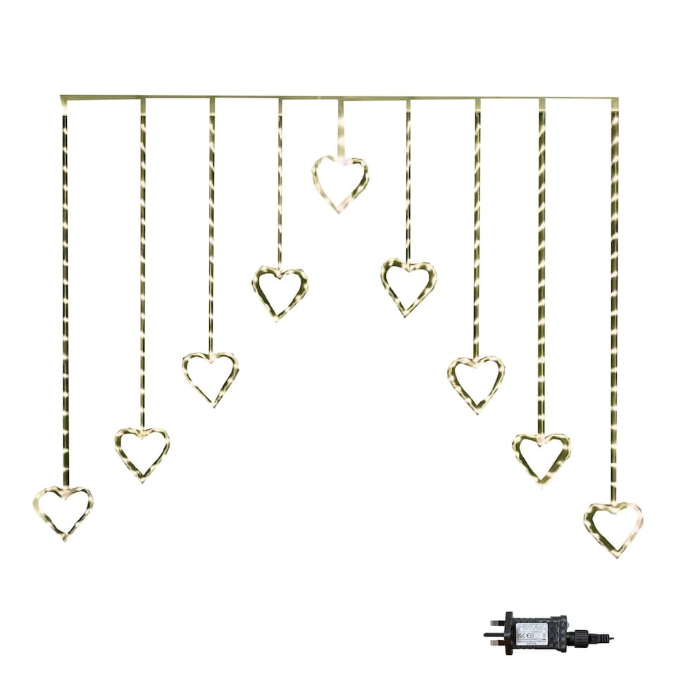 image 1 of 1.2 x 1.2m Light up Christmas Heart Curtain Lights with 229 Warm White LEDs