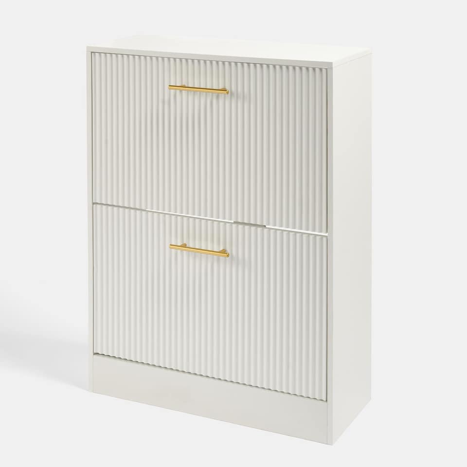 image 1 of OHS Ribbed 2-Drawer Shoe Cabinet Flip Down Hallway Storage Unit