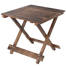 Outsunny Wooden Folding Garden Table, Folding Side Table | Brown | Carbonised finish | 43 x 40 x 40 cm