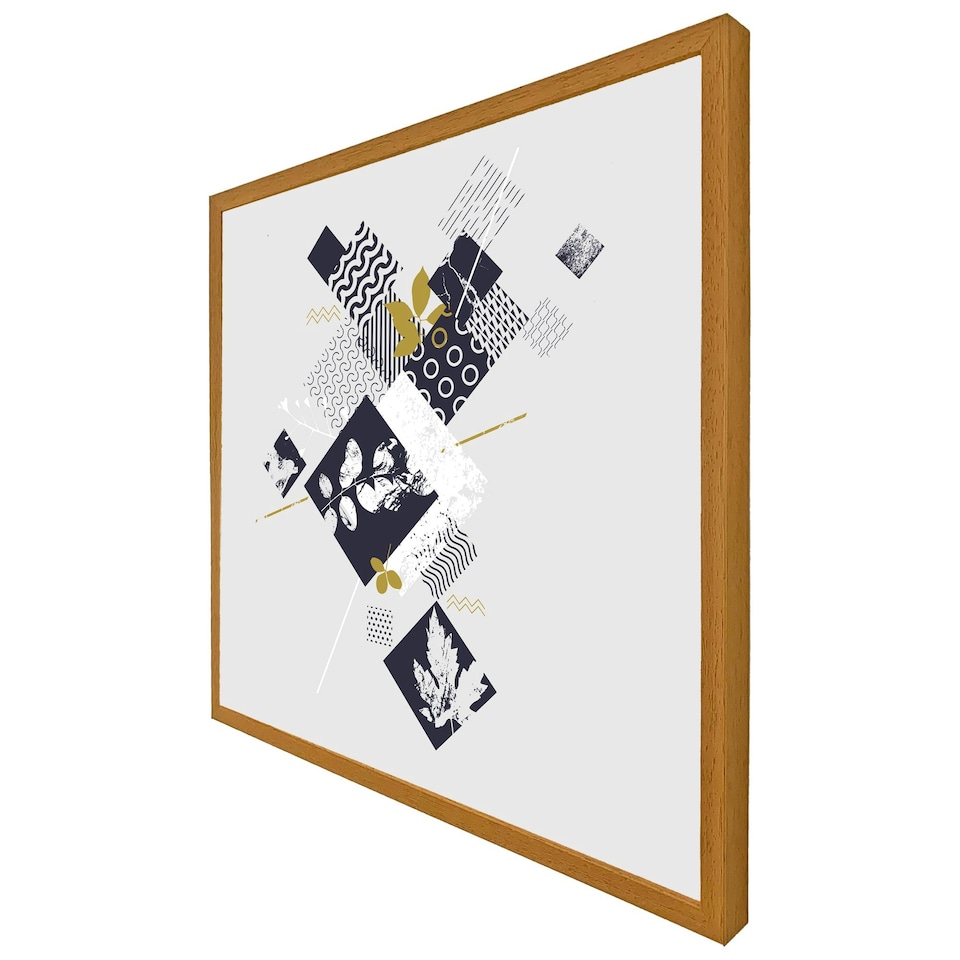 image 1 of Geometric squares & leaves (Picture Frame) White | XL
