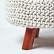 image 4 of Homescapes Natural Large Round Cotton Knitted Footstool on Legs | Cream | 62 x 62 x 30 cm