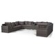 image 5 of Santorini U Shape Modular 10 Seat Rattan Sofa Set With Armrest Drinks Cooler & 2 Drinks Cooler Coffee Tables Grey | Grey