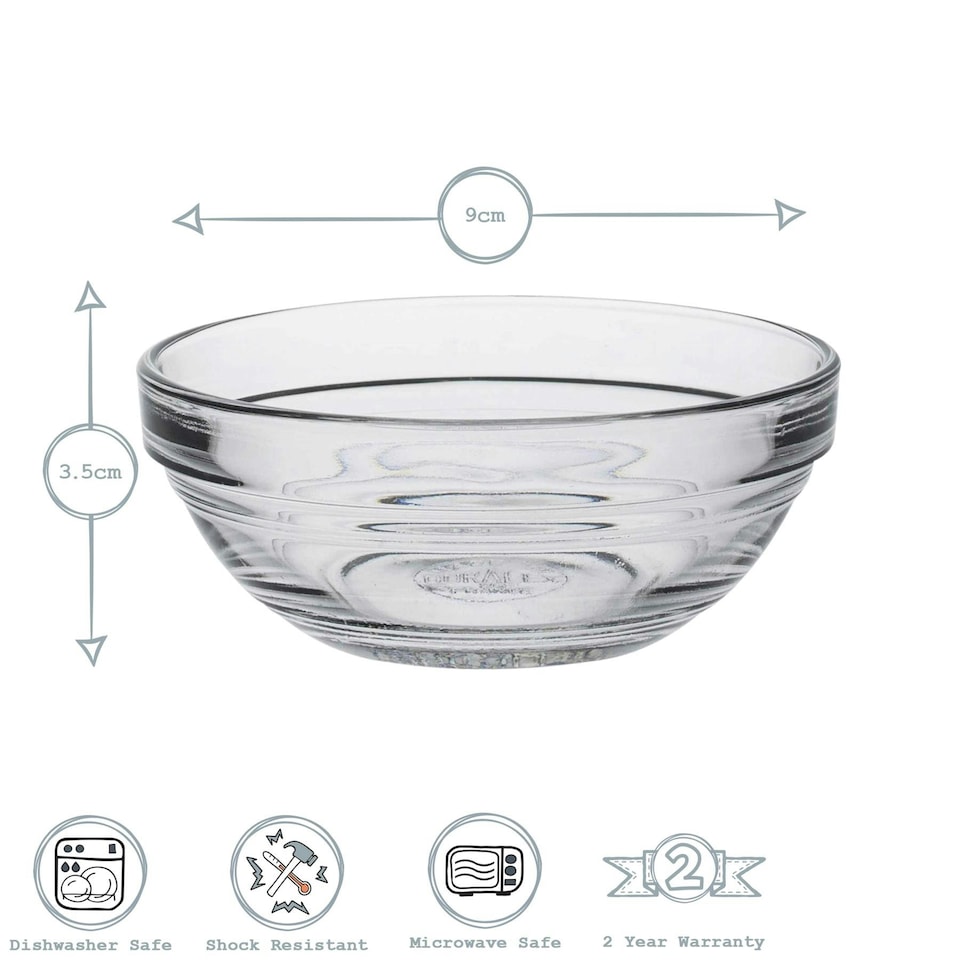 image 1 of Duralex Lys Stacking Glass Cooking / Ingredients / Food Bowl - 9cm Clear