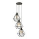 image 4 of ValueLights Diablo Geometric Shade 3 Drop Cluster Matte Black Ceiling Pendant Light Black