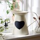 image 2 of Extra Large Vintage Cream Heart Jug Vase Cream