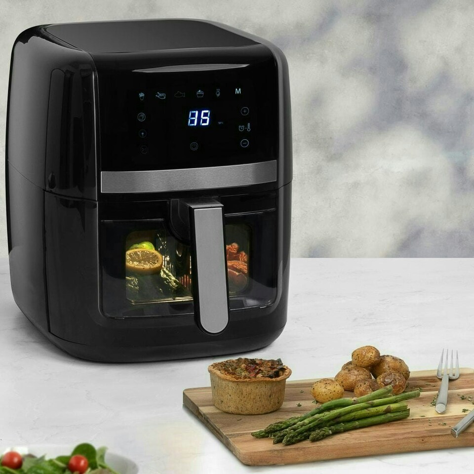 image 1 of Daewoo Family Size 8L Digital Air Fryer w Window & Divider for 2x4L Dual Cooking
