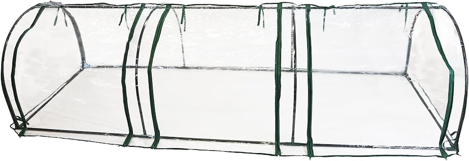 image 1 of Large Tunnel Greenhouse Growhouse Plant Garden Metal Frame Zipper Door PVC Cover