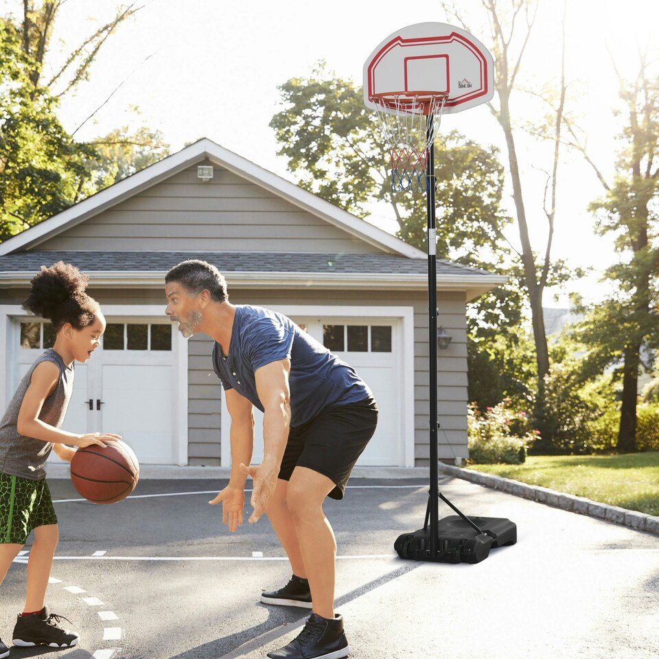image 1 of HOMCOM Outdoor Adjustable Basketball Hoop Stand w/ Wheels and Base