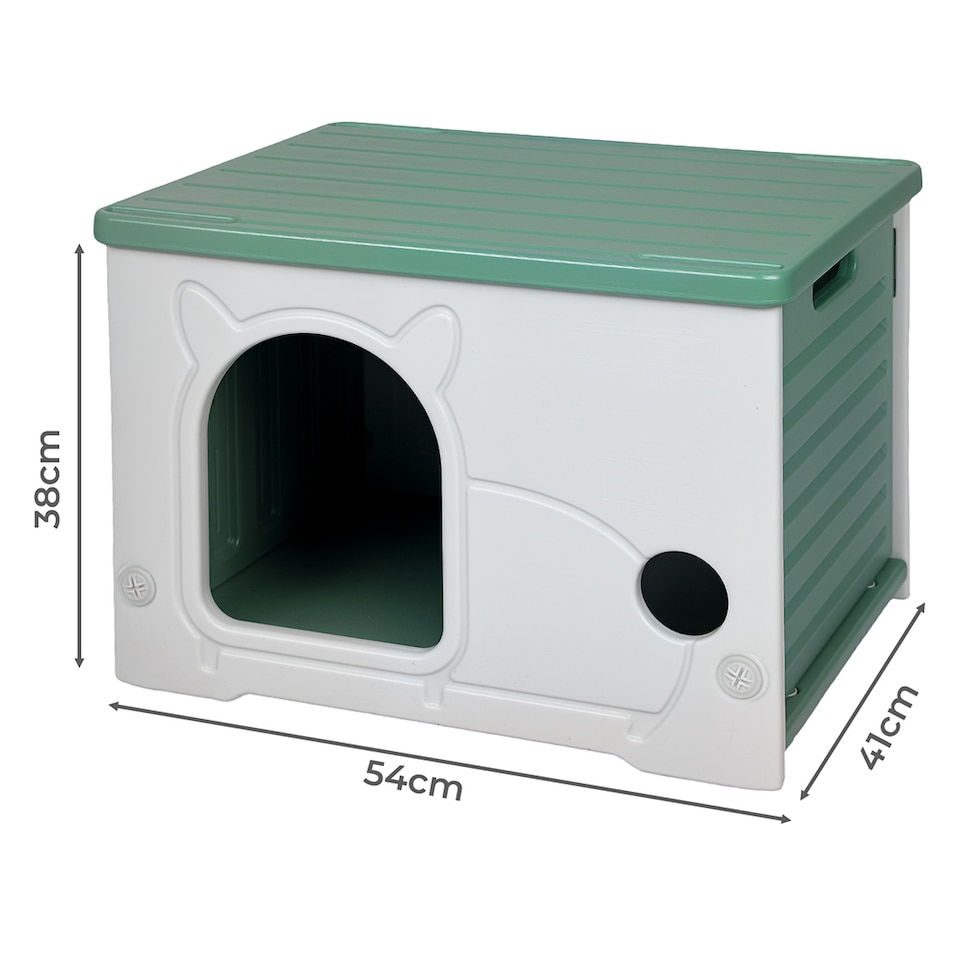 image 1 of Skylos Dog Kennel Plastic Puppy Shelter Pet House Weatherproof Outdoor Indoor