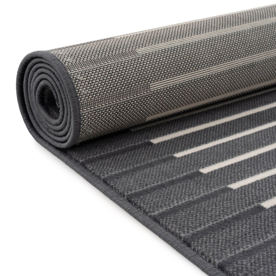 image 1 of kukoon 3ft - 39ft Grey Striped Stair Carpet Long Hallway Runner Rug 60cm x 732cm