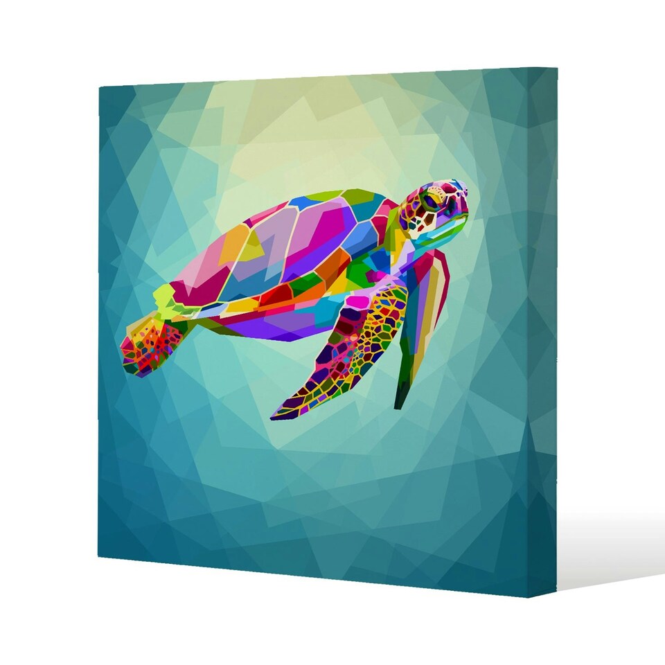 image 1 of geometric blue water ocean (Canvas Print) 90 x 90 x 4cm
