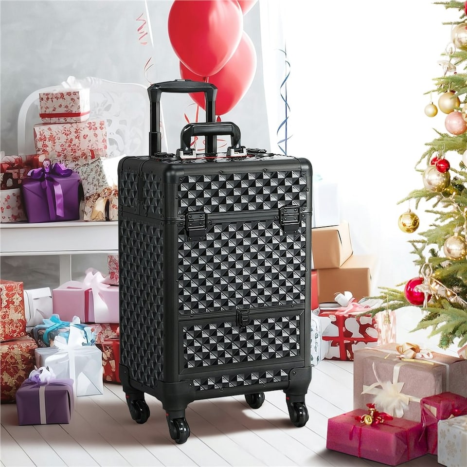 image 1 of Yaheetech Multitier Cosmetics Case Aluminum Black | Black