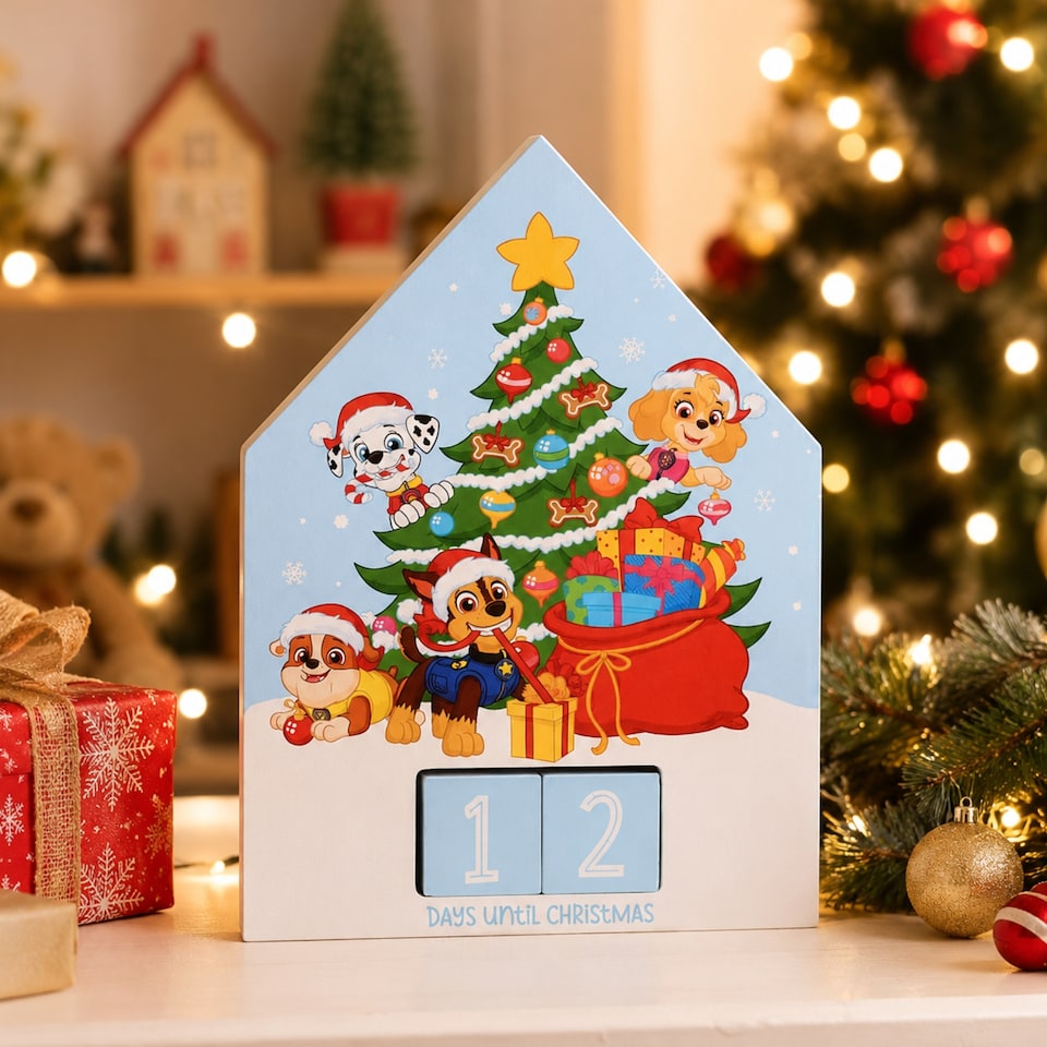 image 1 of Widdop Gifts Paw Patrol Christmas Countdown Wooden Calendar
