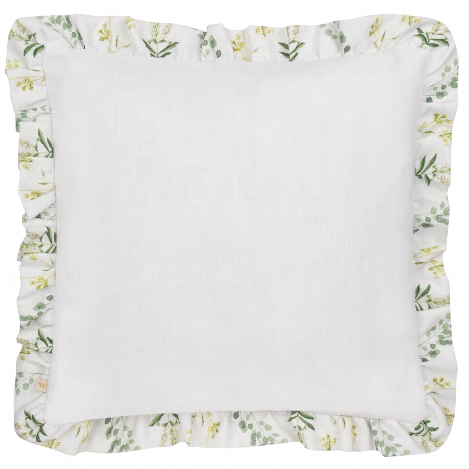 image 1 of Wylder Meadow Ruffle Floral Cushion, White/ Cornflower, 50 x 50cm