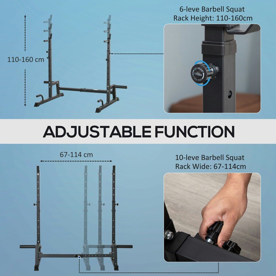 image 1 of HOMCOM Multifunction Barbell Squat Rack Adjustable Height Weight Lifting
