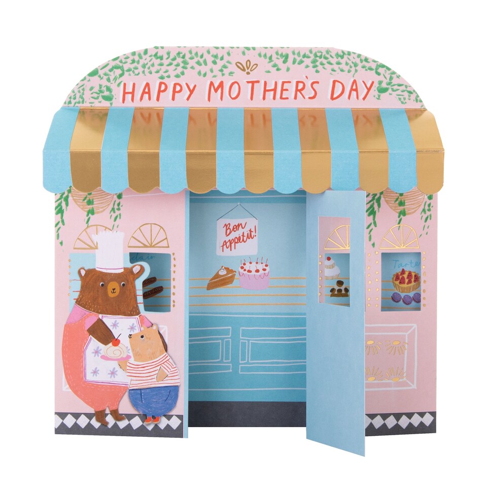image 1 of Hallmark Happy Mother's Day Card - 3D Patisserie Shop | Multi | Flat: 16cm by 16cm,
Popped Up: 15.8cm by 15.7cm by 3.3cm