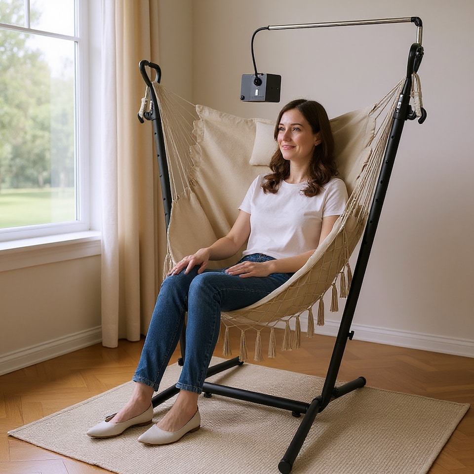 image 1 of COSTWAY Hammock Chair with Stand Height Adjustable Hanging Chair