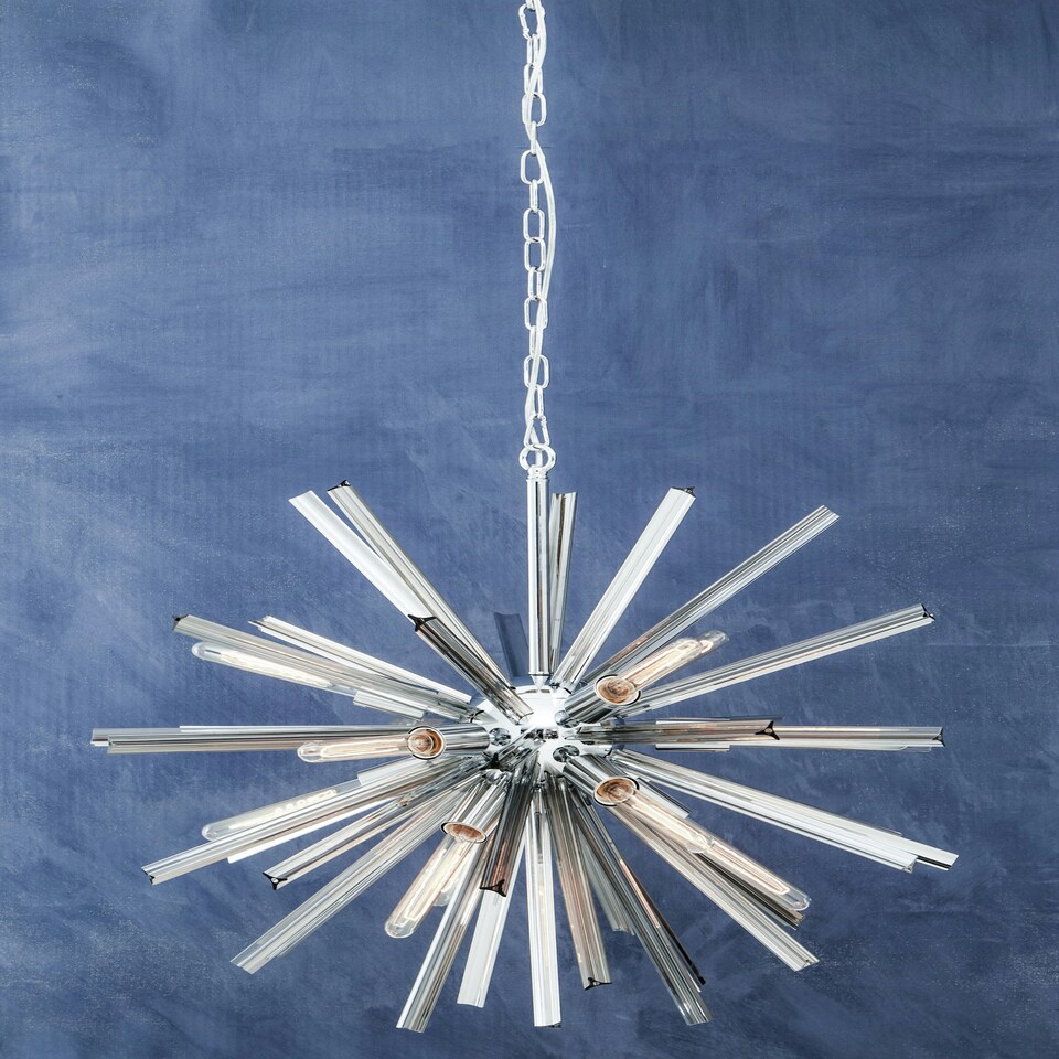 image 1 of Interiors by Premier Grey Glass And Chrome Finish Light Silver