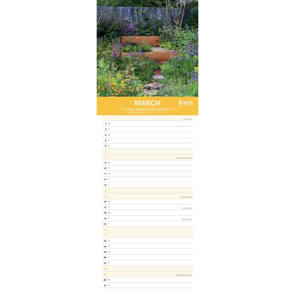 image 1 of RHS CHELSEA FLOWER SHOW 2026 SLIM CALENDAR
