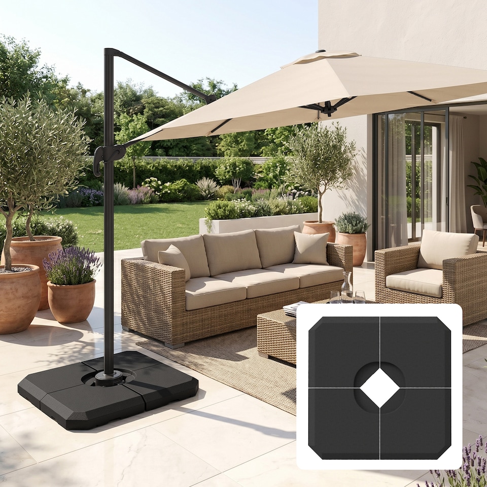 image 1 of Outsunny Set of 4 Parasol Base Stand Weights for Cantilever Umbrella Up to 120kg