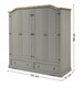 image 3 of Corona Grey Wax 4 Door 2 Drawer Arch Top Wardrobe Solid Wood Pine Wooden Large Bedroom Robe with Mexican Styling
