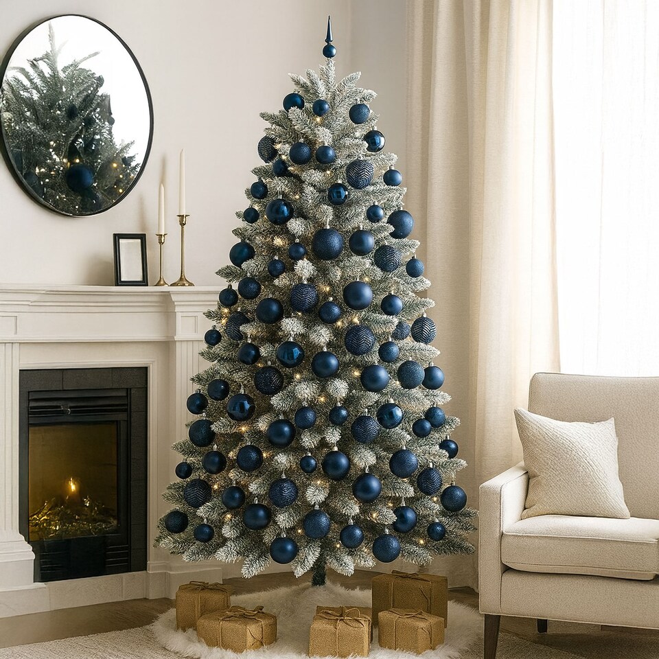 Christmas Tree Ornaments Baubles Set | Blue | Dark Navy - Tesco Groceries