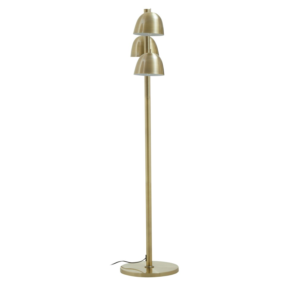 image 1 of Interiors by Premier Brass Finish Floor Lamp, Contemporary Slim Metal Floor Lamp With Three Head Spotlights, Standing Lamp Gold