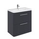 image 1 of Balterley Contemporary Bathroom Floor Standing Vanity Unit with 2 Soft Close Drawers & 1 Tap Hole Ceramic Basin, Dark Grey, 800mm