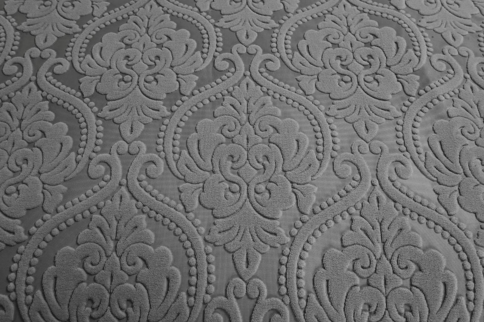 image 1 of Homes Linen Damask Velvet Duvet Cover Set with Pillowcases Luxury Jacquard Textured Quilt Cover Soft Elegant Bedding Set | Clear | Charcoal | Super King