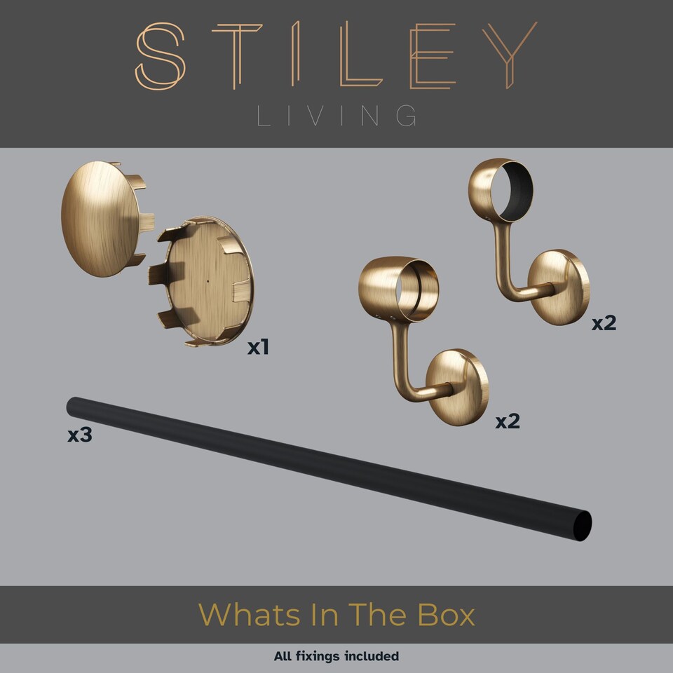 image 1 of Stiley Living Wall Mounted Handrail Kit, Banister System with Brackets and Fixings