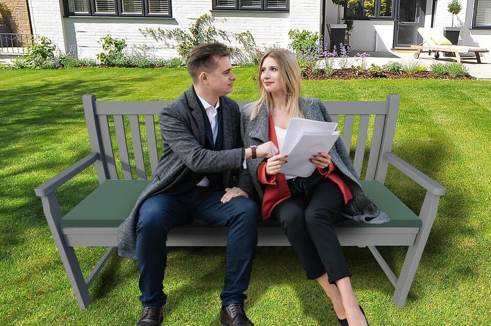 image 1 of Waterproof Garden Bench Cushion 3 Seater | Indoor & Outdoor Bench Seat Pad | Bottle Green