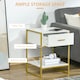 image 5 of HOMCOM Modern Bedside Table, Nightstand with Drawer Shelf White