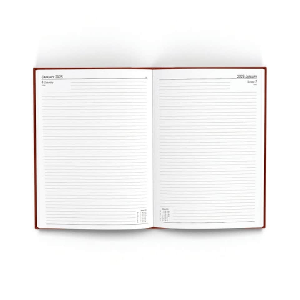 image 1 of 2025 A4 Day Per Page Burgundy Desk Diary