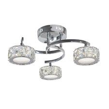 Dilan Integrated LED Cool White Semi-Flush Silver Ceiling Light