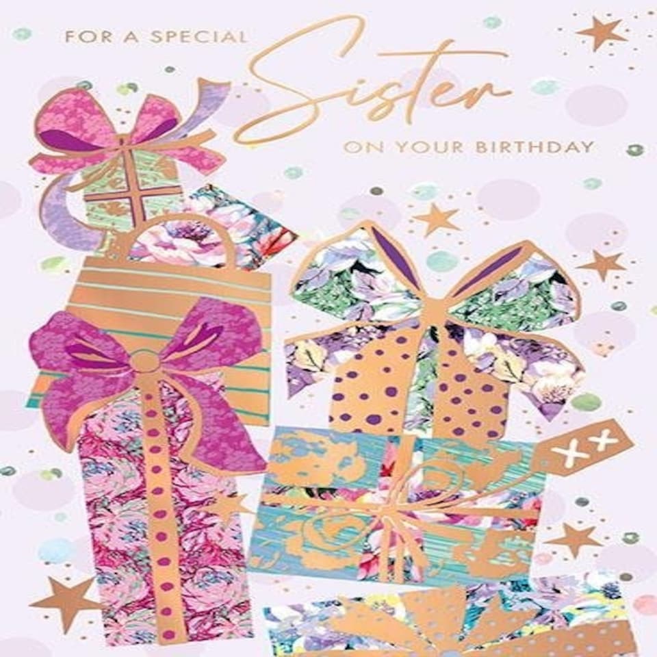 Words 'n' Wishes Traditional Sister Birthday Card, Contemporary Floral Design, Birthday Card Sister