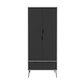 image 1 of Malmo 2 Door 2 Drawer Wardrobe with Scandi Legs Cupboard Hanging Rail 180cm | Multi | Grey Black | 1