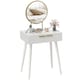 image 1 of HOMCOM Modern Dressing Table with Round Mirror, Makeup Vanity Table with 2 Drawers for Bedroom, Living Room, 60 x 40 x 123 cm, White | White | White