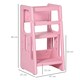image 7 of HOMCOM Kids Step Stool, Adjustable Standing Platform, Toddler Kitchen Stool Pink