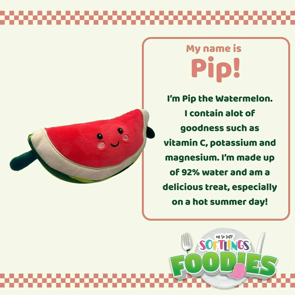 image 1 of Watermelon Soft Toy Food Themed Cute Plush Cuddly Soft Fluffy 16cm Red